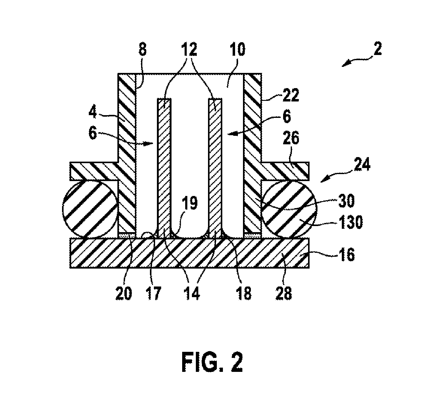 Electrical plug-type connector and an associated arrangement comprising a housing