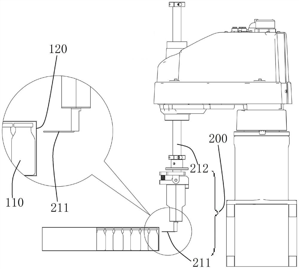 Opening device for container outer packaging and opening method thereof