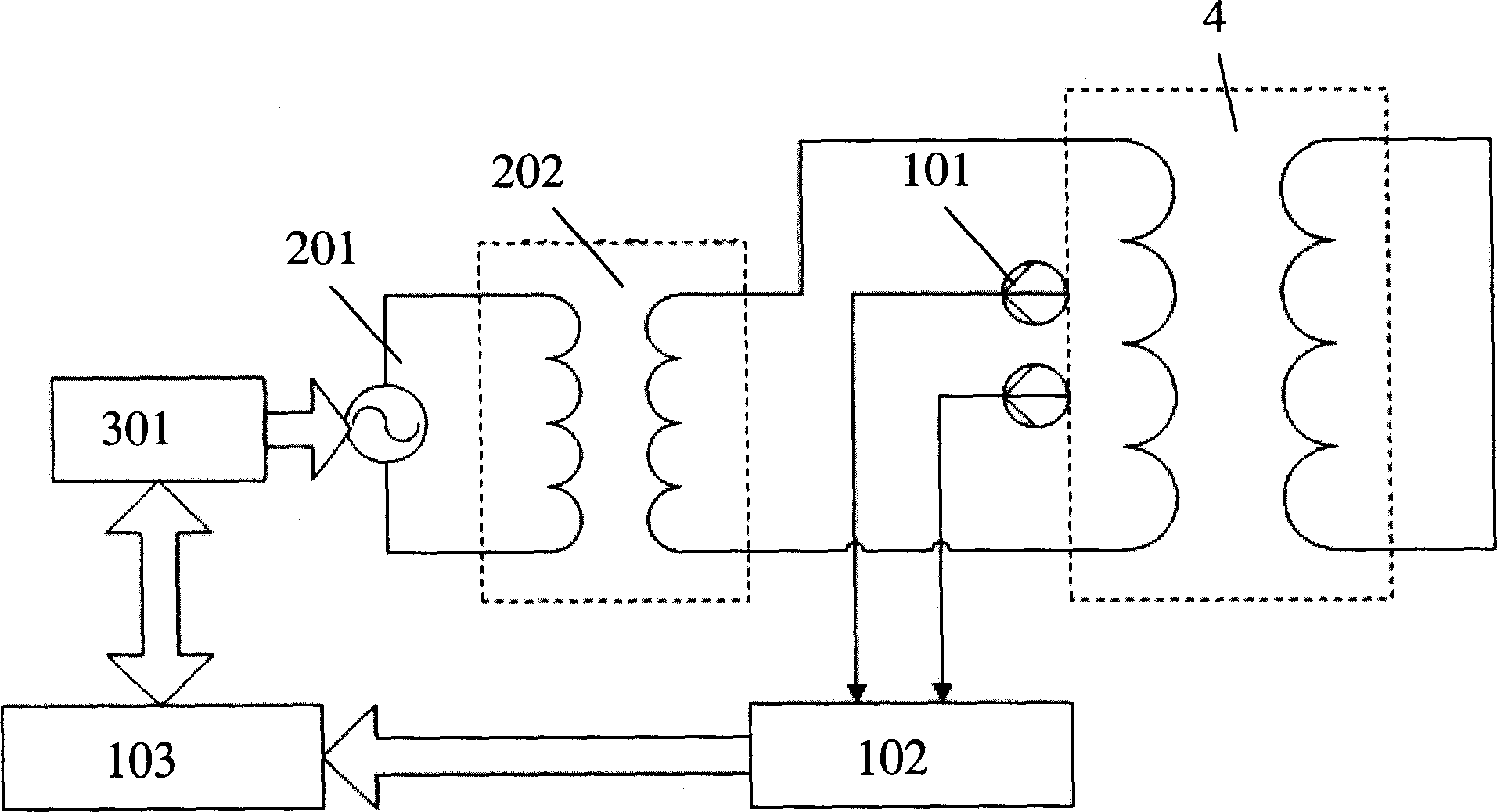 Device for detecting transformer winding state utilizing sweep frequency power source exciting