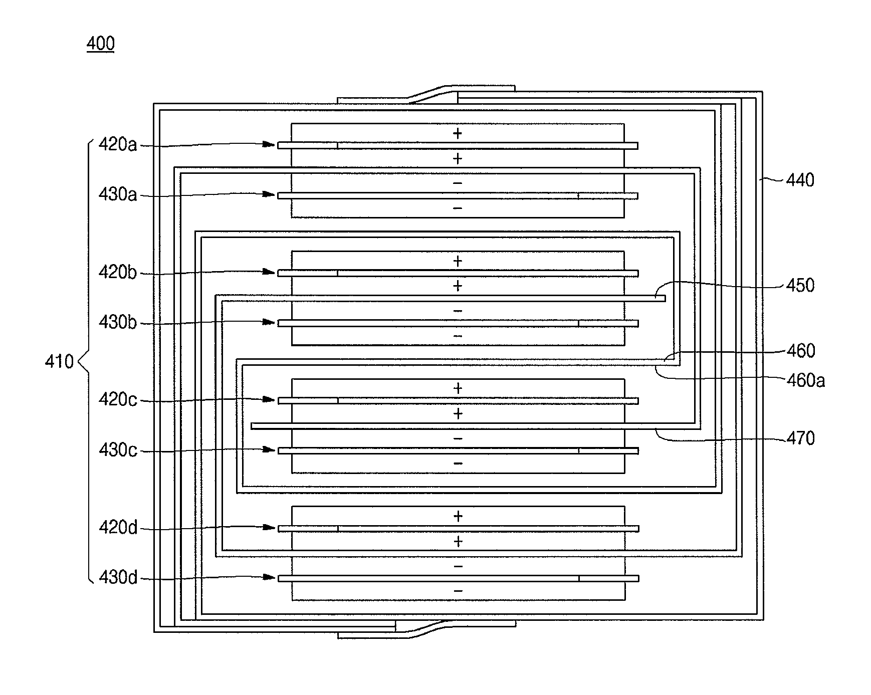 Electrode assembly with multiple separators wound about a winding center