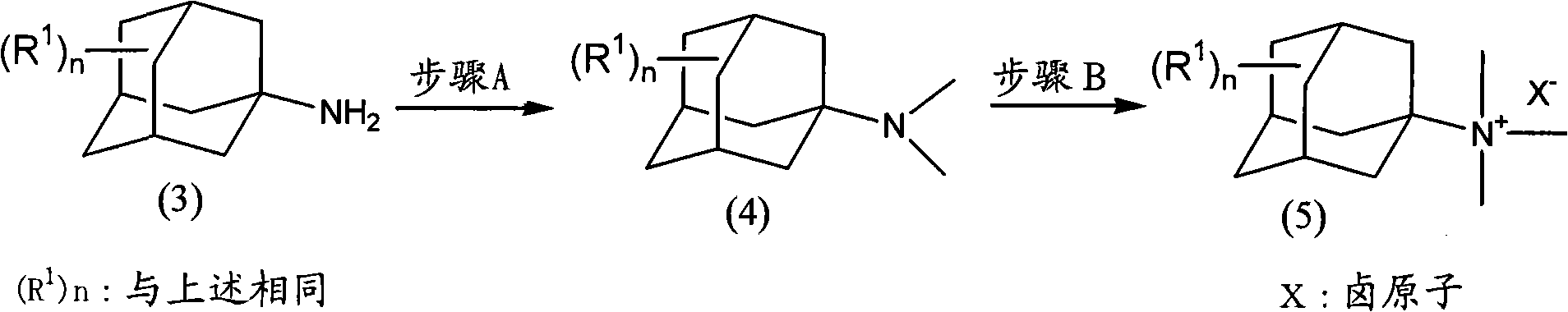 Method for producing amine series and quaternary ammonium salts with adamantane framework