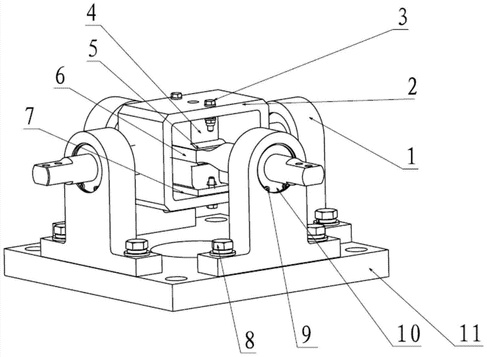 A helicopter tail rotor support bearing fatigue test device