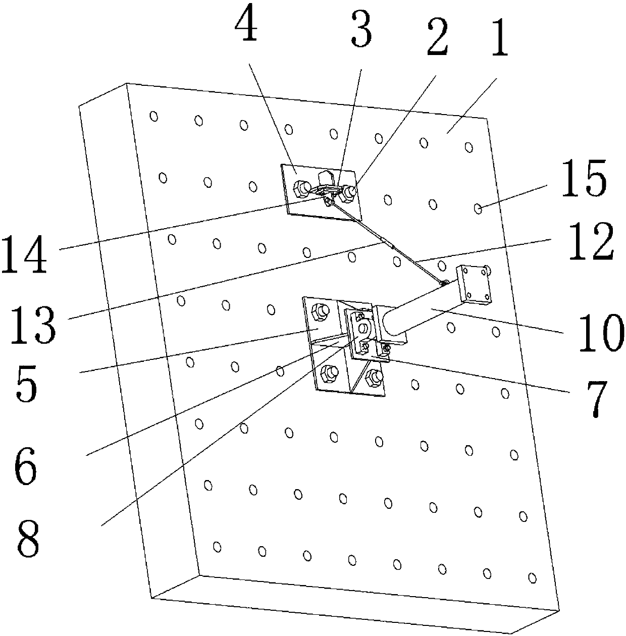 Connection device for horizontal actuator and reaction wall