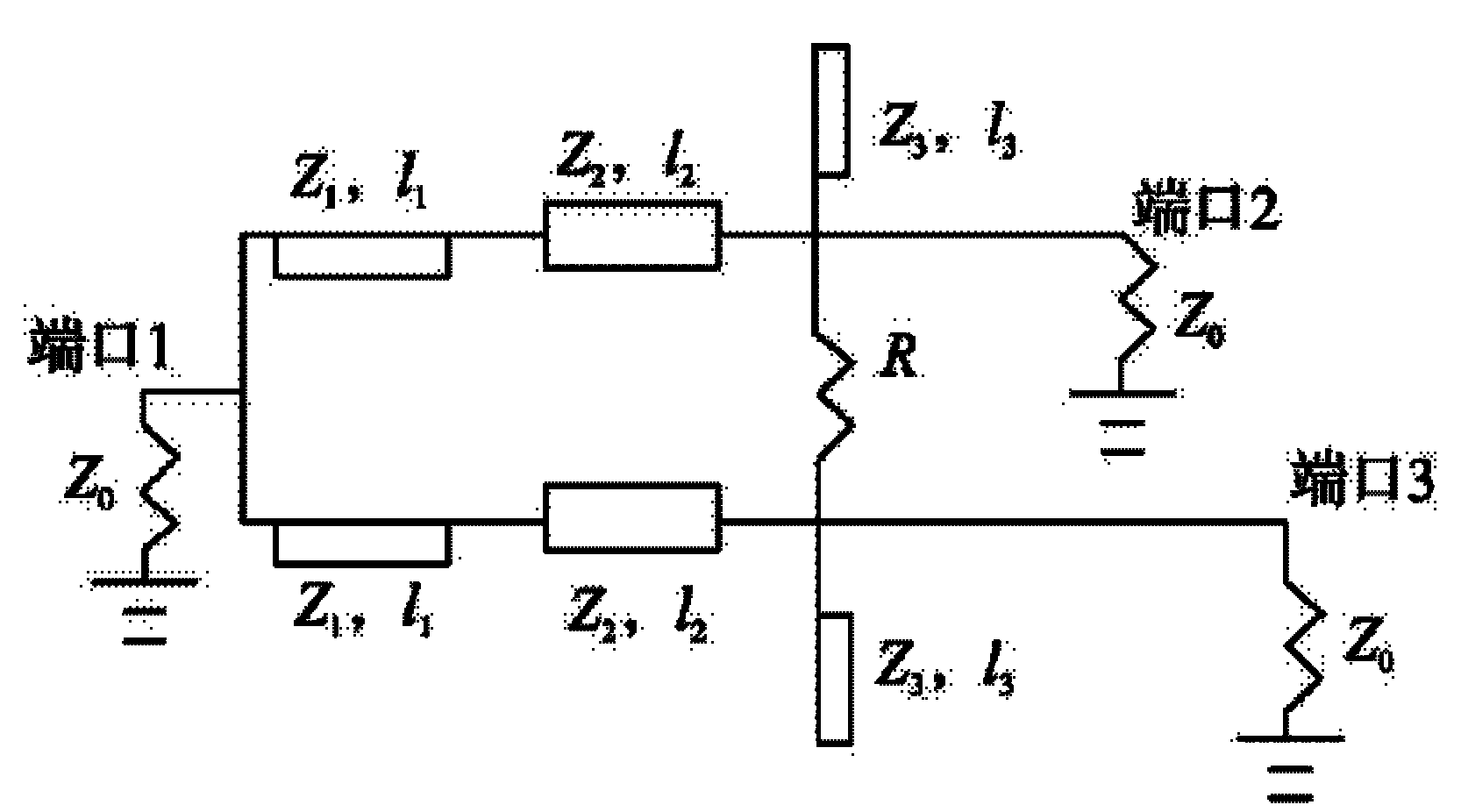 Double-frequency Wilkinson power divider