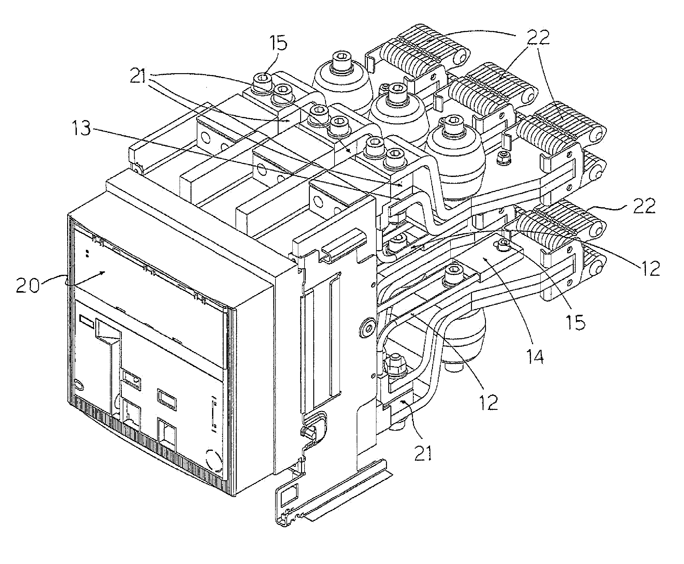 Device for connecting an electric line to a circuit breaker