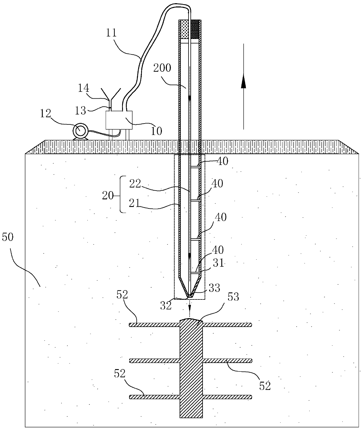 Soft soil foundation treatment device and method