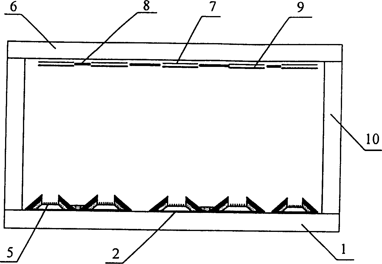 Tripolar field emission display of bridge grating structure and process for preparing same