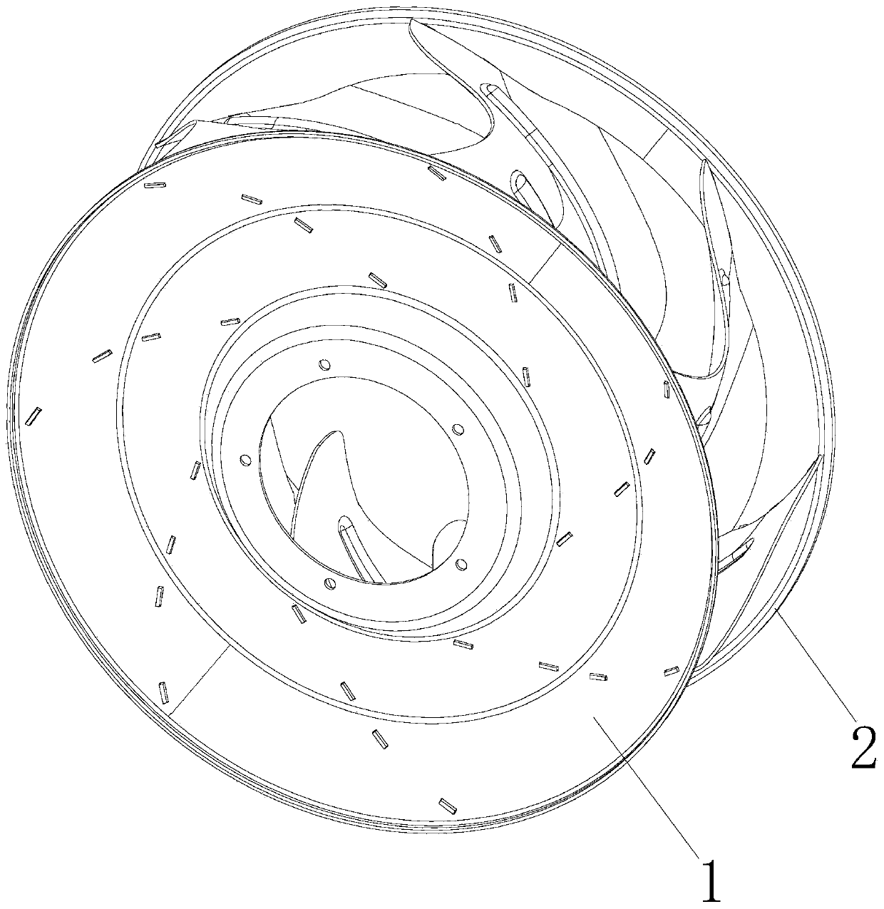 Backward centrifugal wind wheel