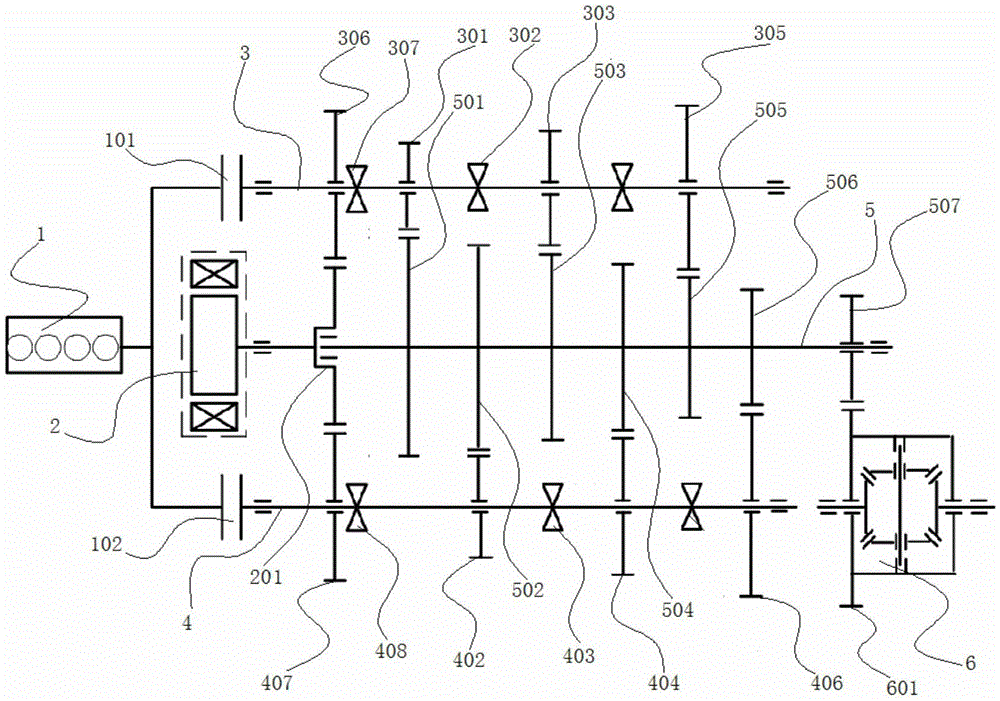 A Hybrid Drive System Based on Synchronizer Coupling with Dual Clutch DCT