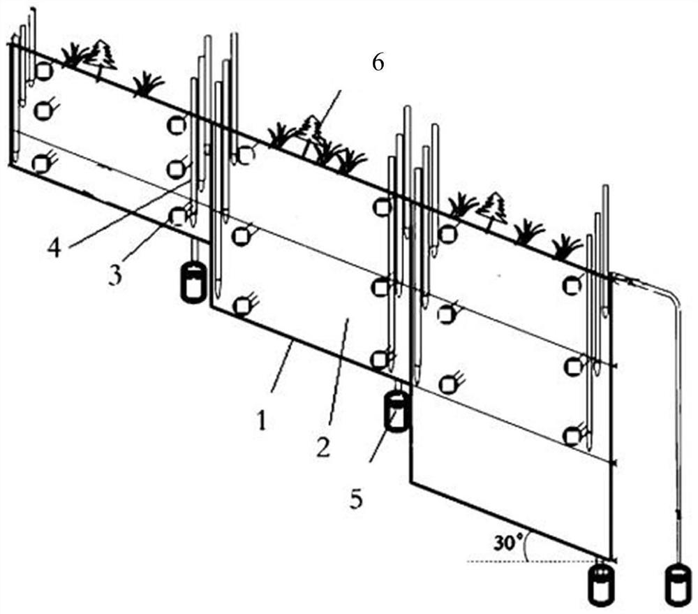 Rock-soil body slope water motion simulation device containing root stone structure and experiment method