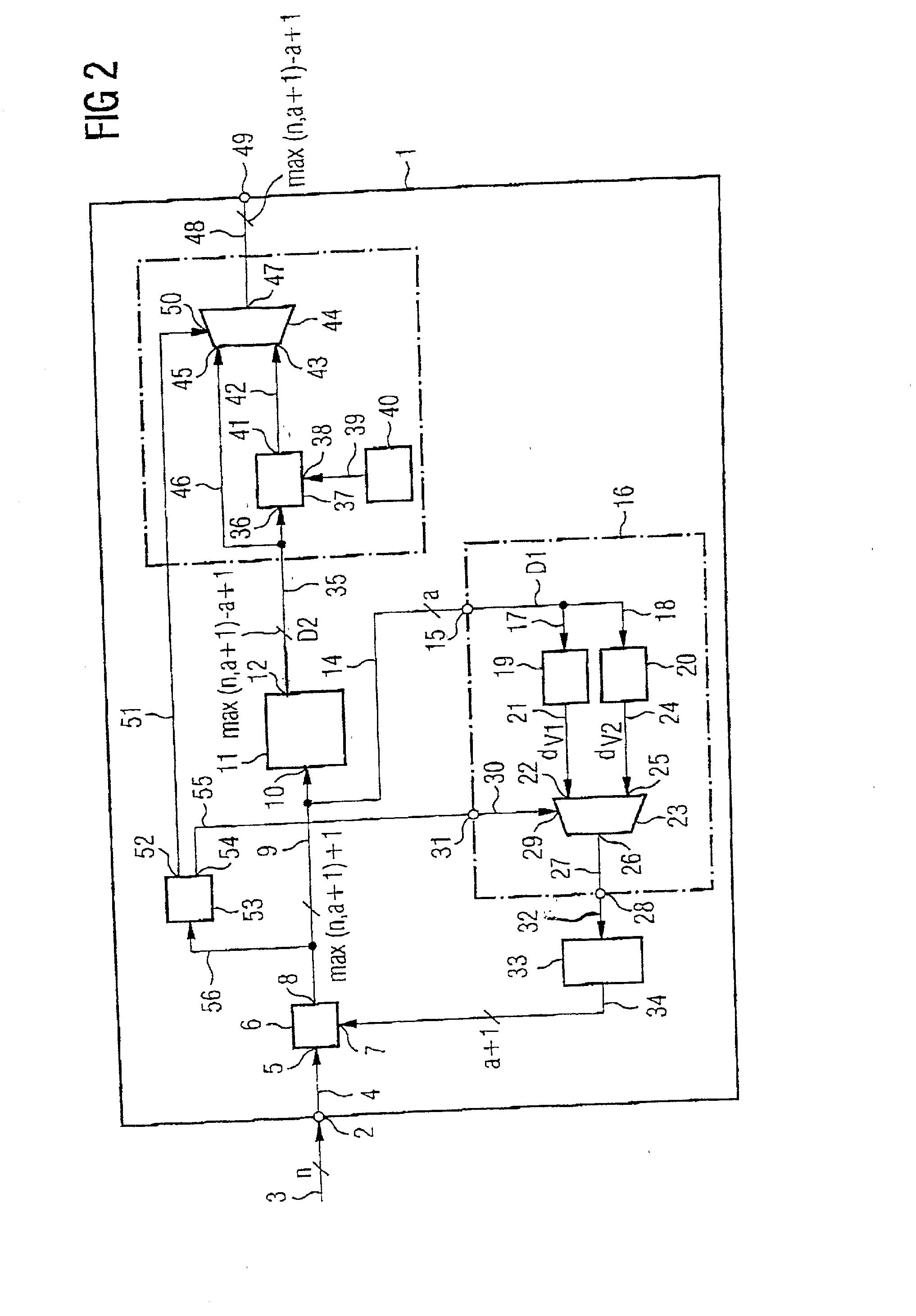 Calculation circuit for the division of a fixed -point signal