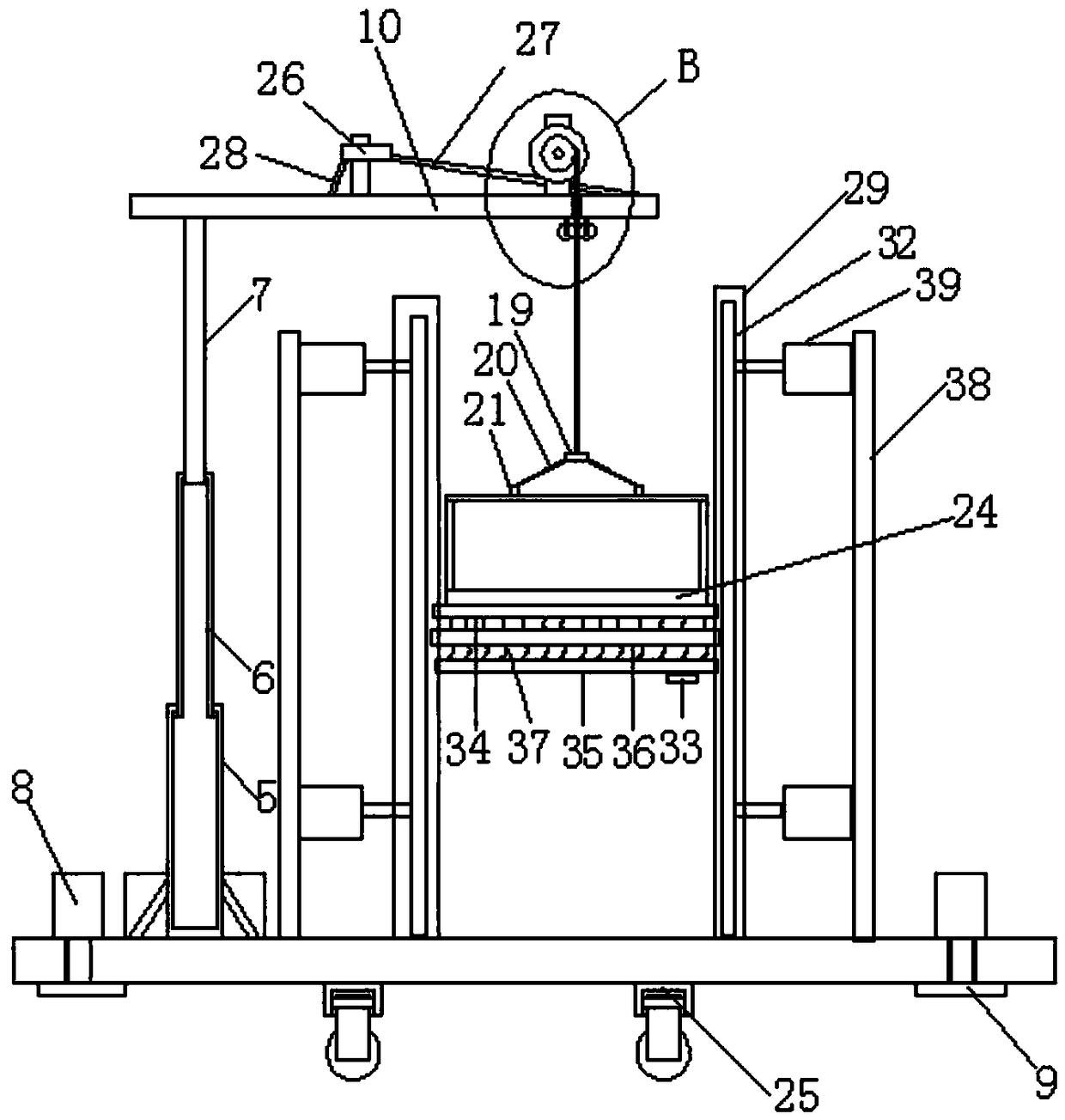 Lifting device for building materials and lifting method thereof