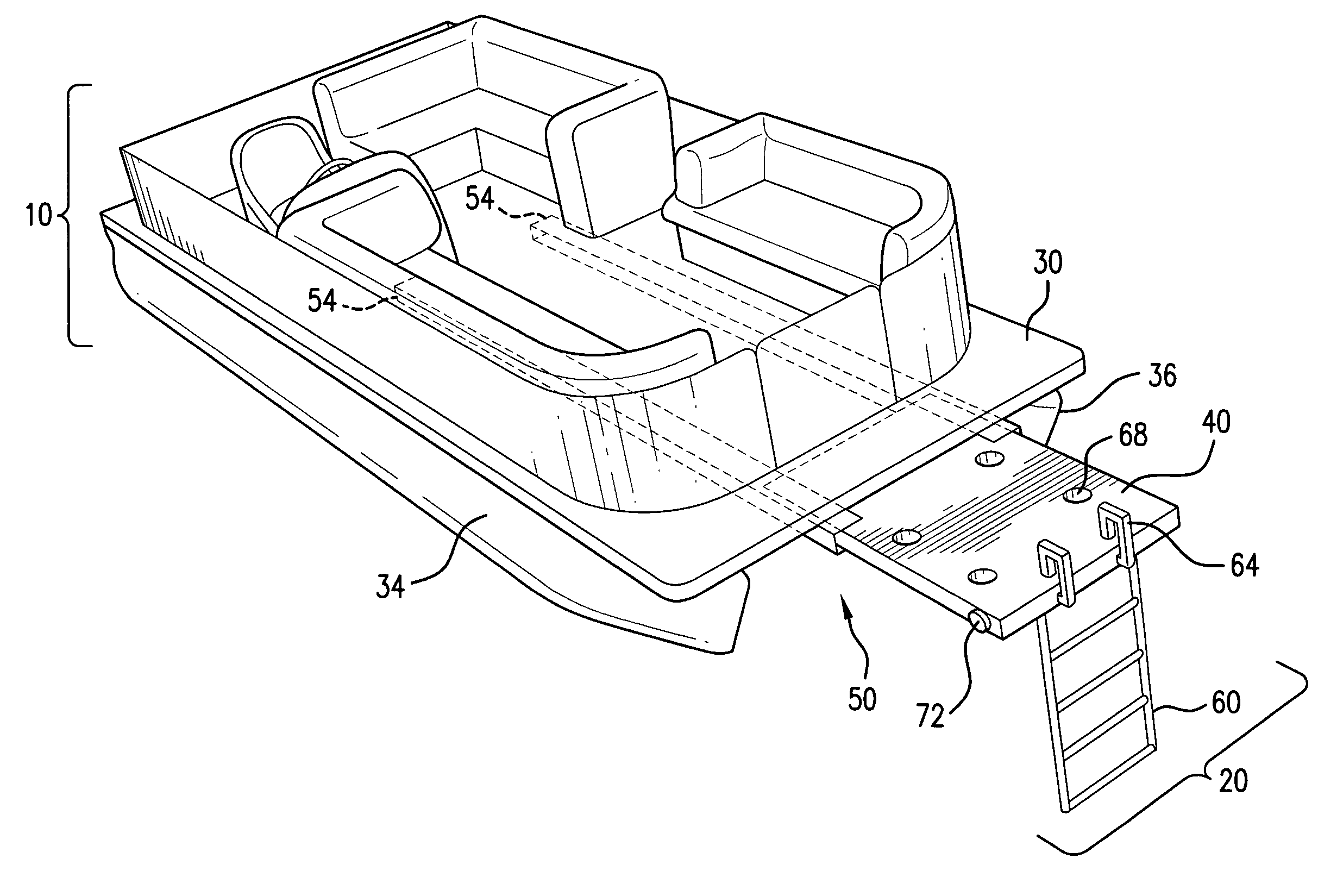 Floating deck apparatus for a pontoon boat