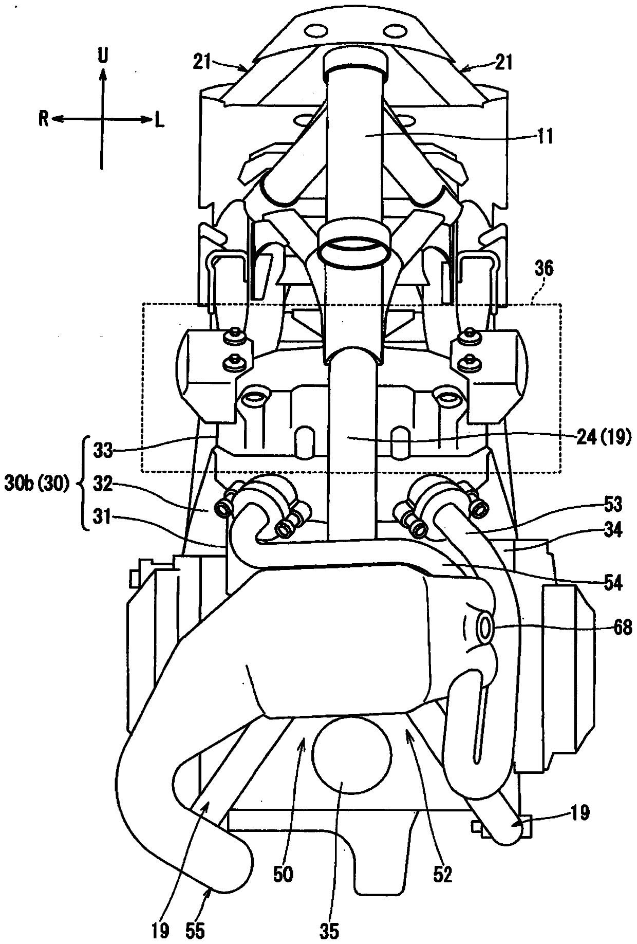 Exhaust device of motorcycle, engine exhaust system and motorcycle