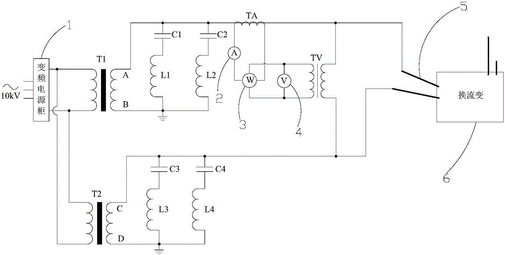 Converter transformer symmetrical voltage boosting no-load test circuit