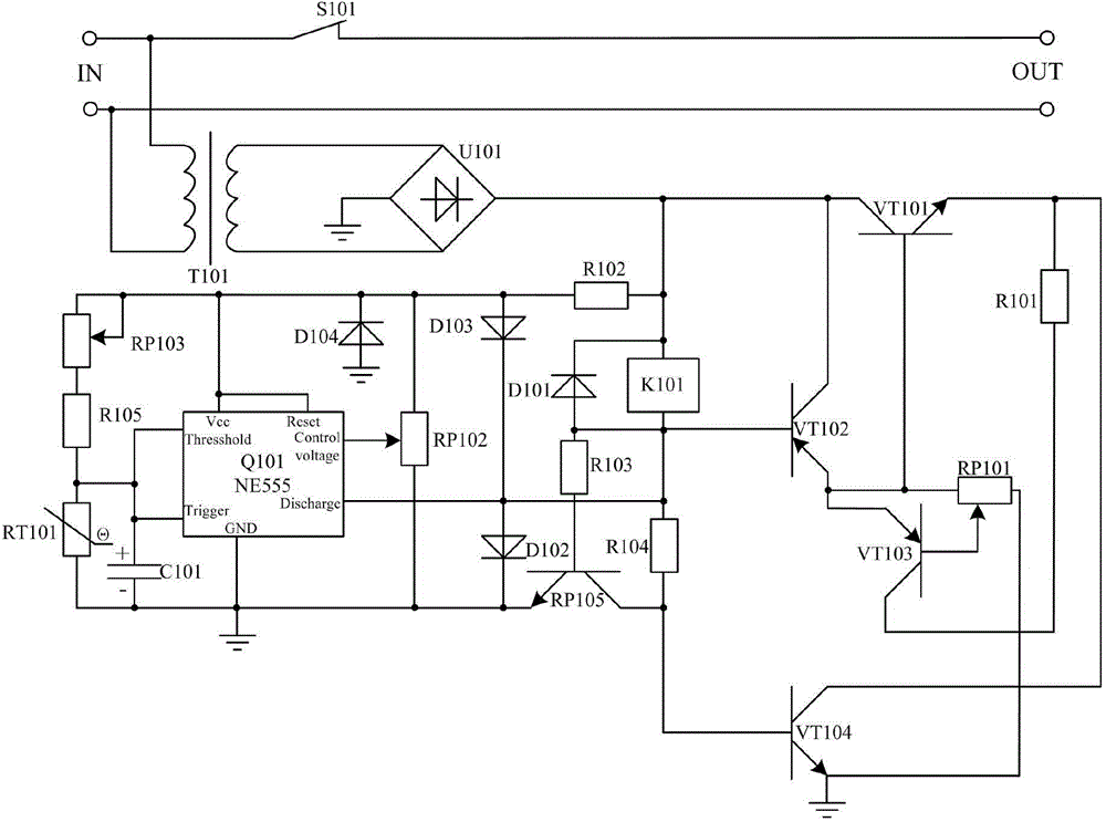 Compound protection type logic amplification type double-buffering driving power supply used for power failure detection