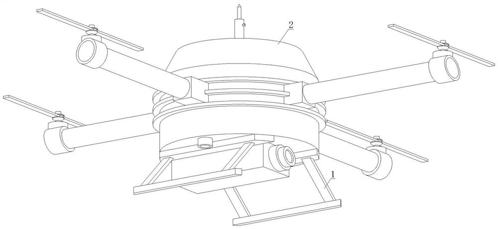 Stable lifting unmanned aerial vehicle device and descending and control method