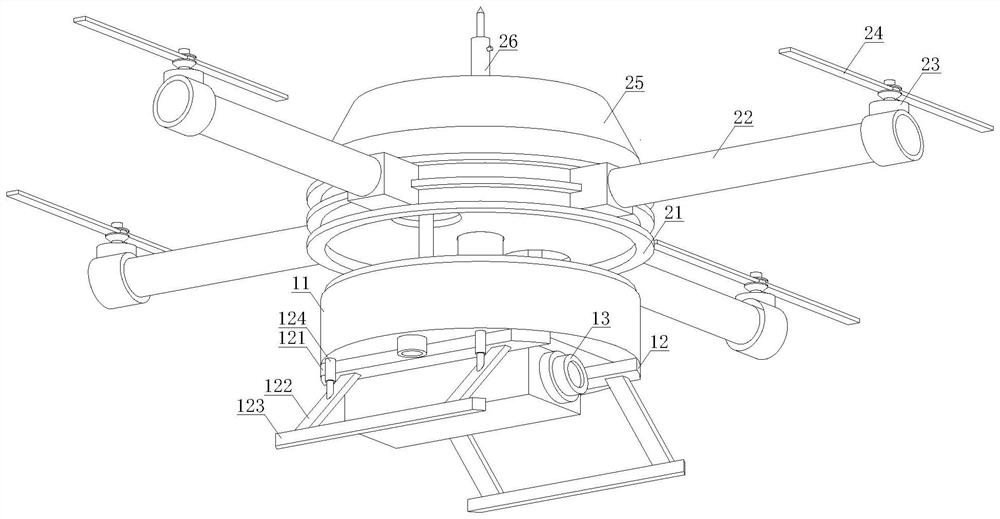 Stable lifting unmanned aerial vehicle device and descending and control method