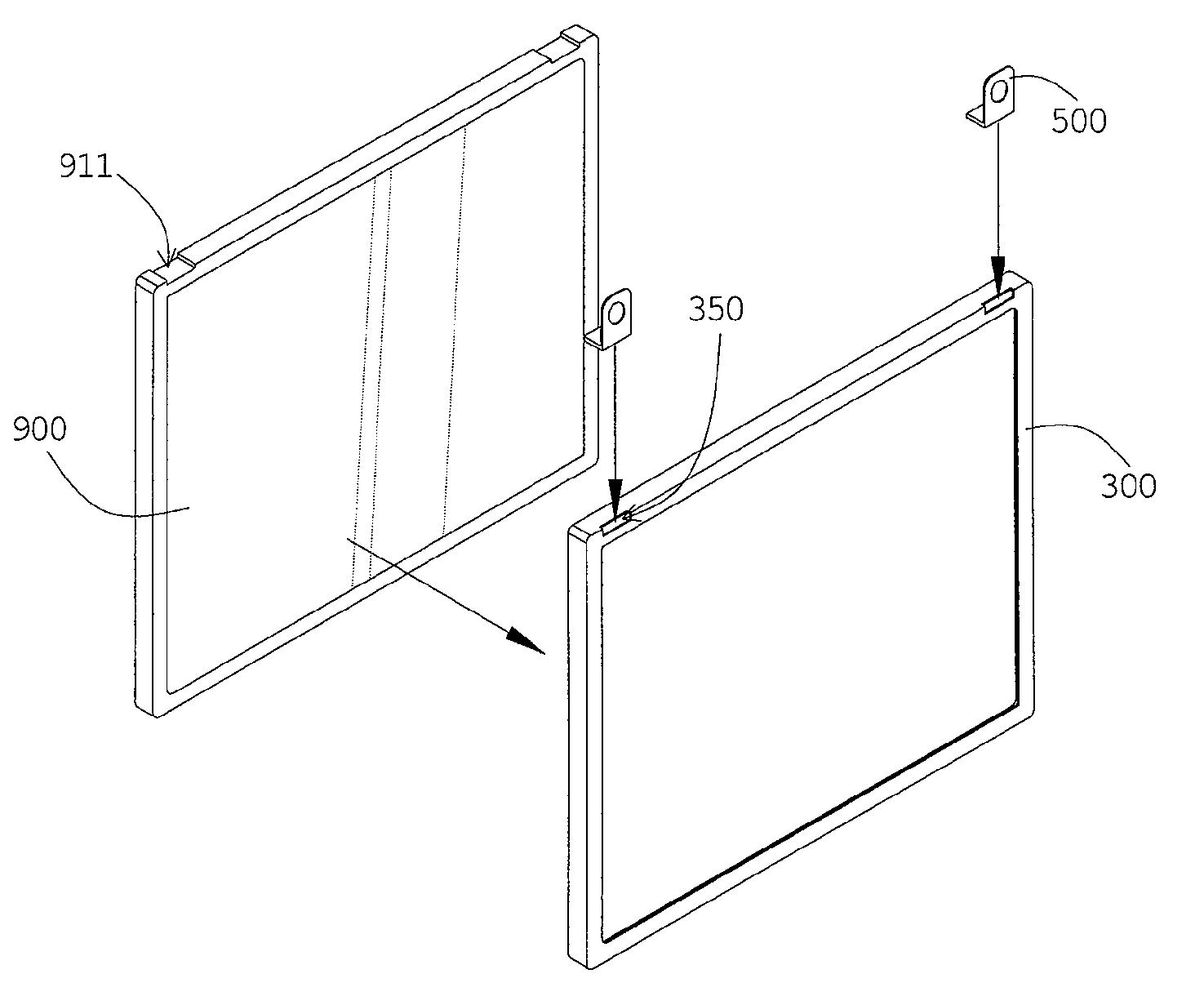 Frame with a mounting ear, display device using the frame and a method of manufacturing the same