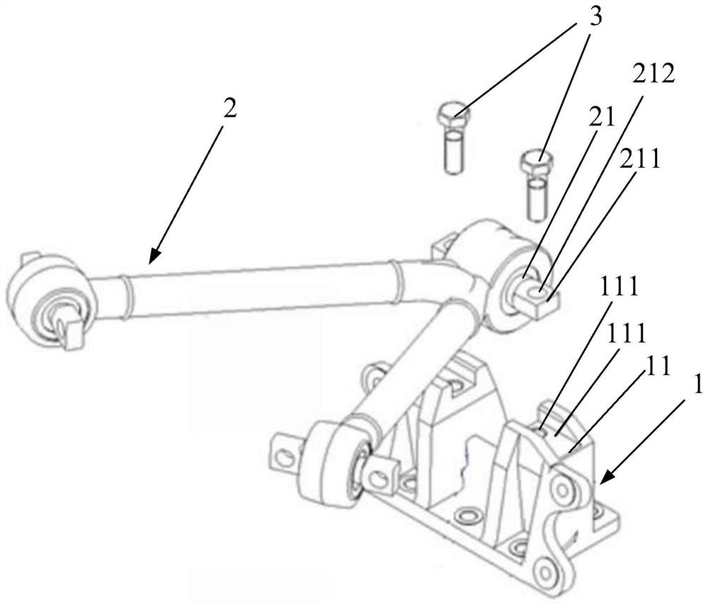 Connecting structure of axle bracket and thrust rod