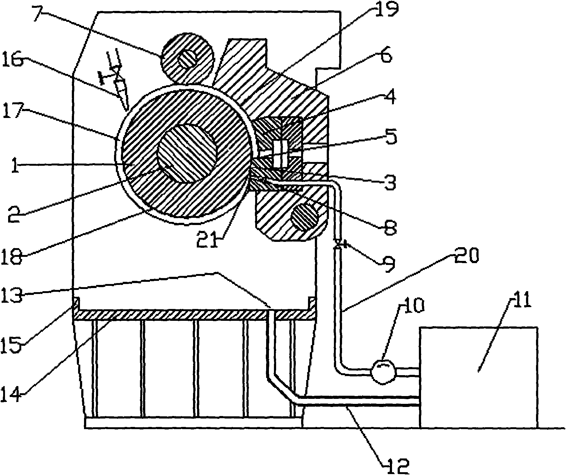 Continuous squeezing method and device for directly cooling squeeze wheel race and material stop block surfaces
