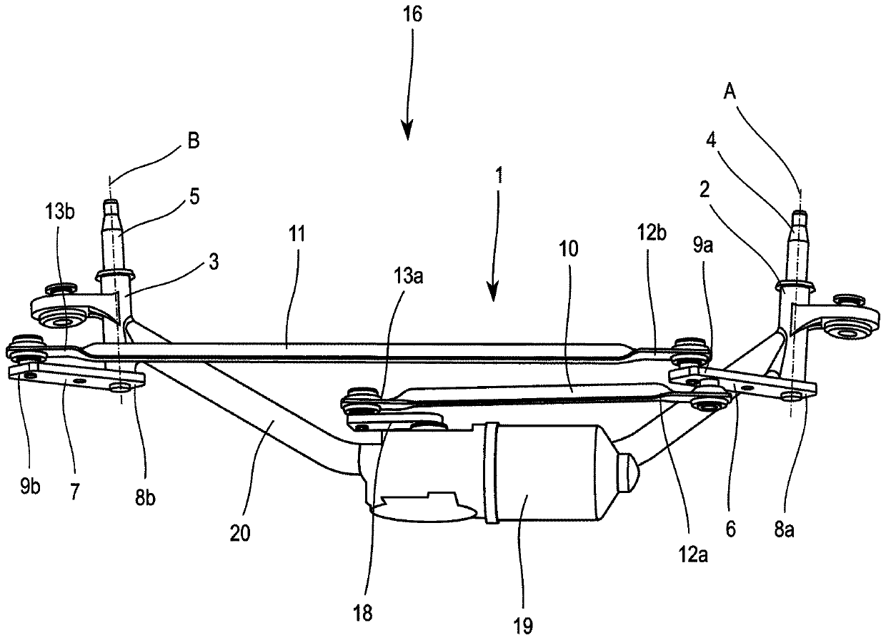 Movement transmission device for vehicle wiper device