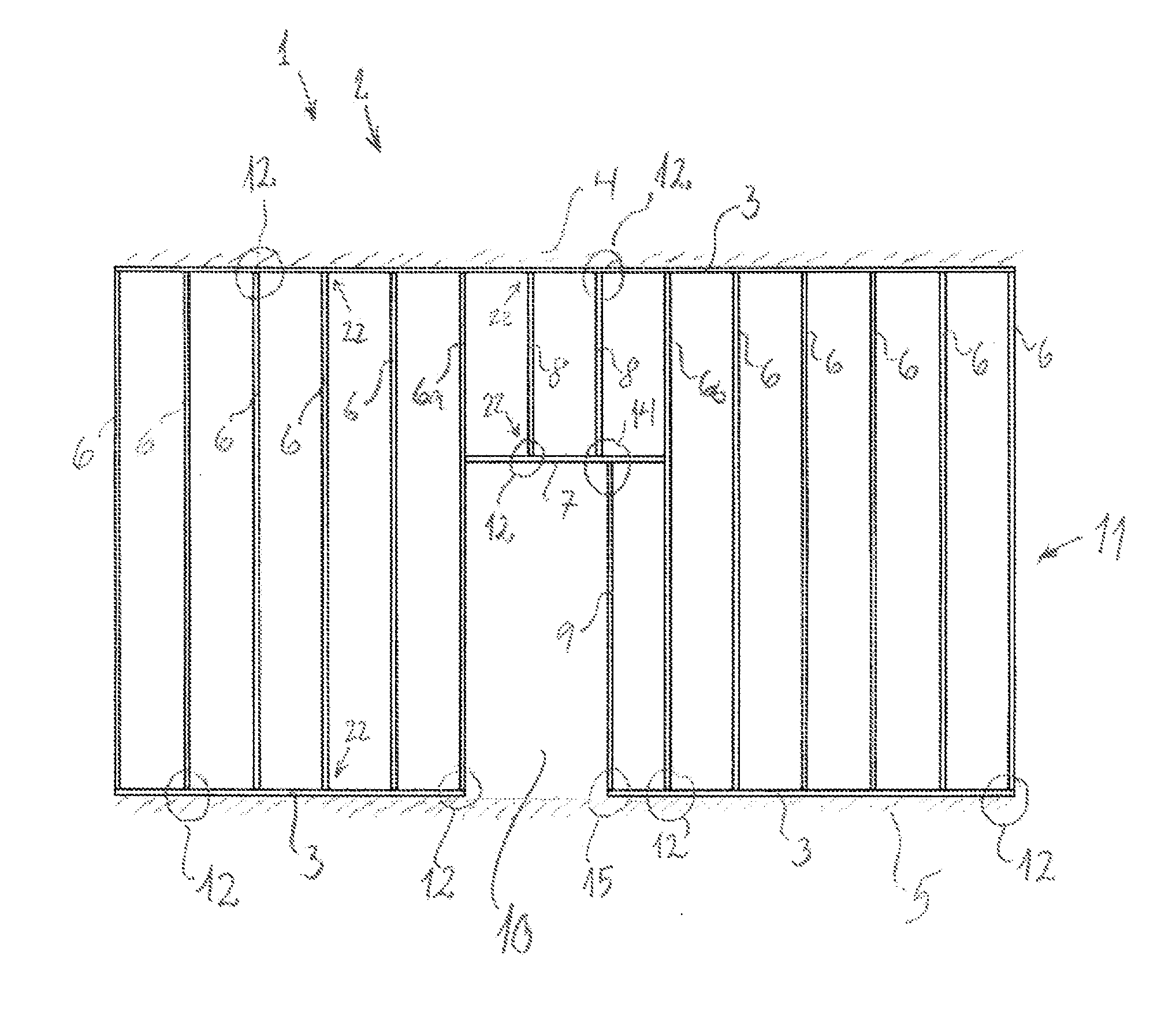 Sectional rail system as base for a plate covering