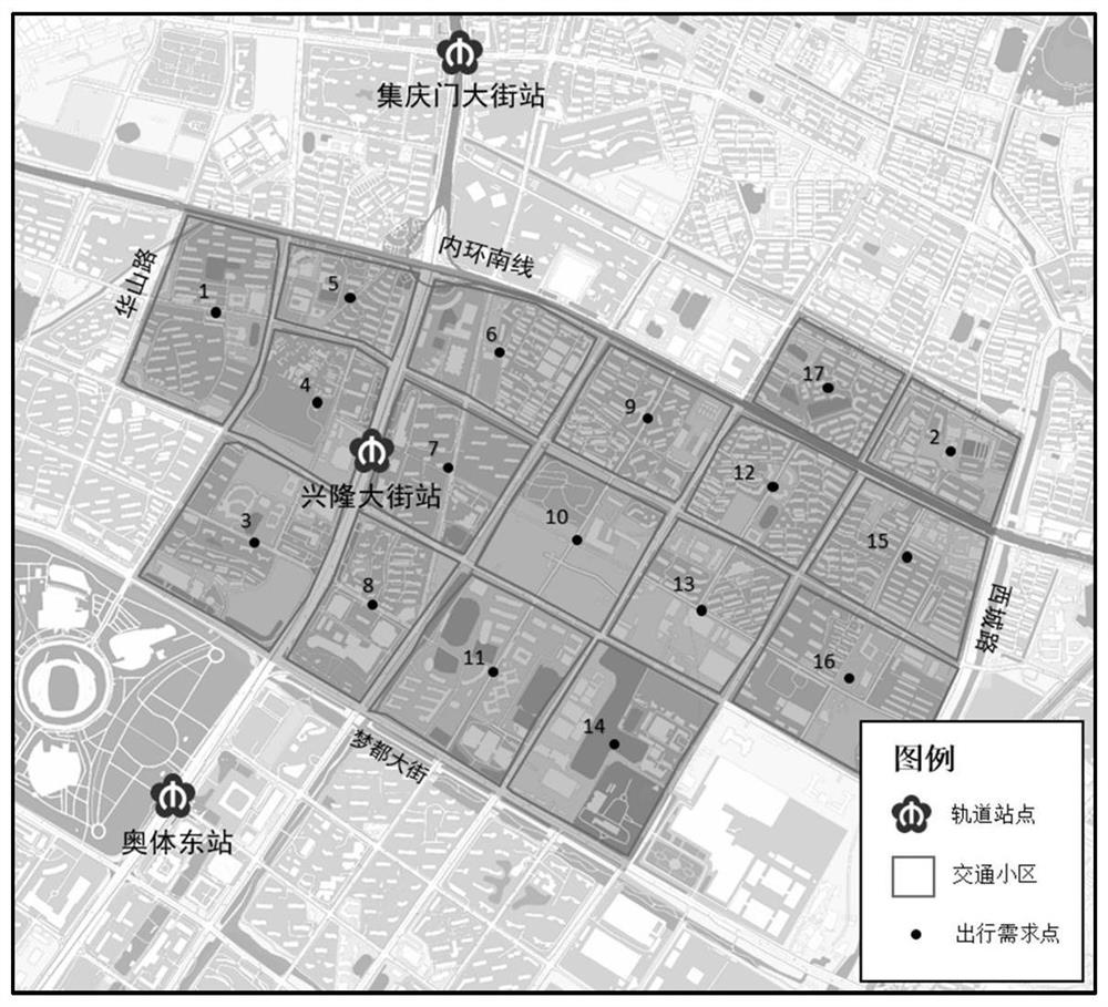 Shared bicycle facility layout configuration method in rail station transfer influence area