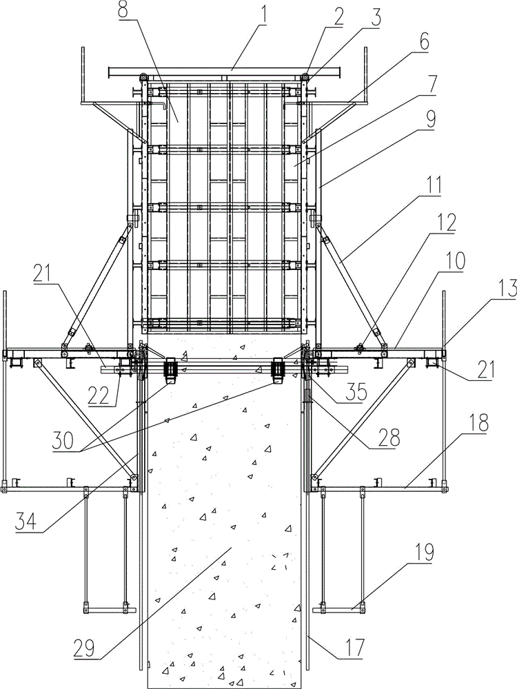 Hydraulic creeping formwork system for construction of small-size variable cross-section pier