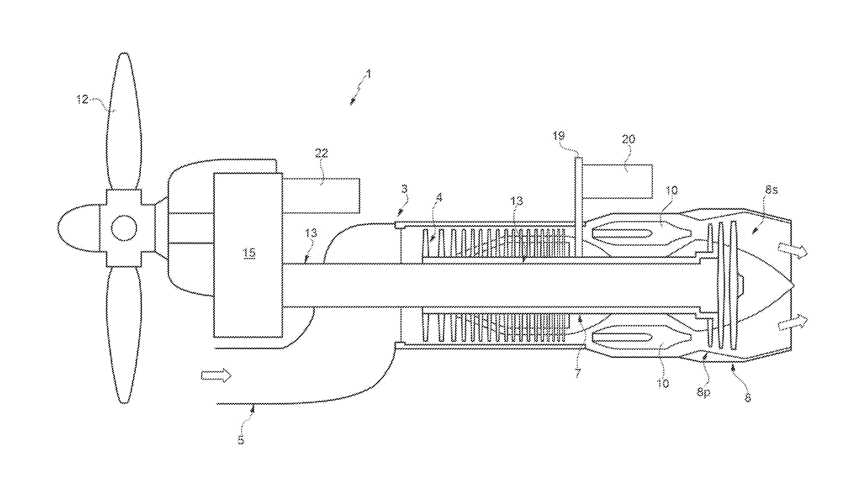 System for in-flight restarting of a multi-shaft turboprop engine