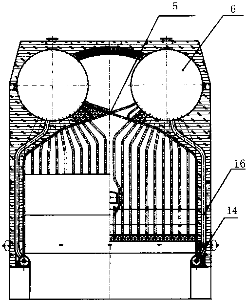 Horizontal water boiler with ash holes