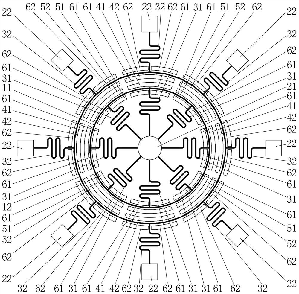 Double-ring micromechanical gyroscope structure with wide range and high precision