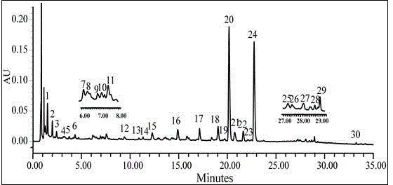 UPLC fingerprint spectrum detection method of xuefu zhuyu decoction and capsules