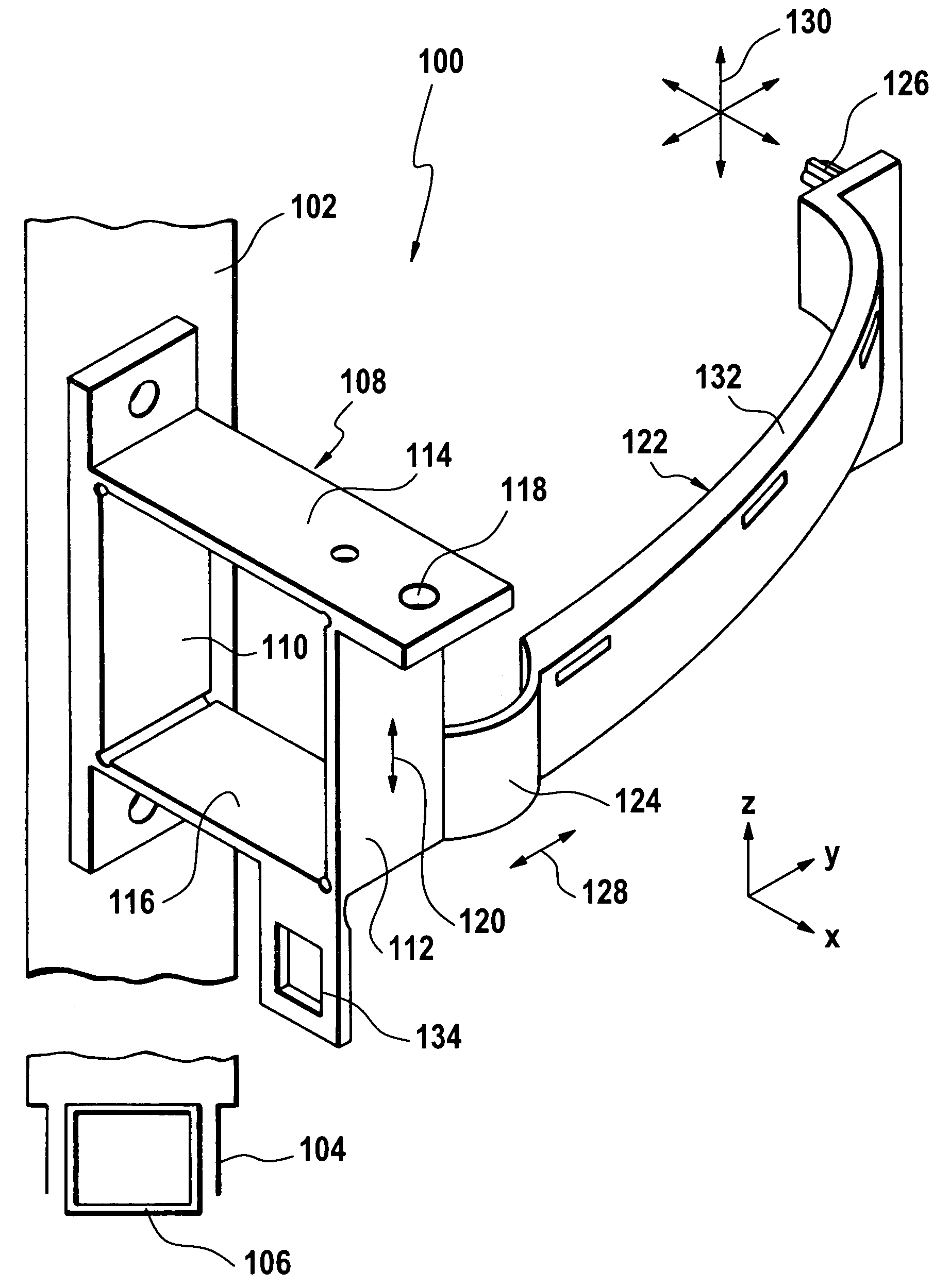 Support for the front module of a motor vehicle and assembly method