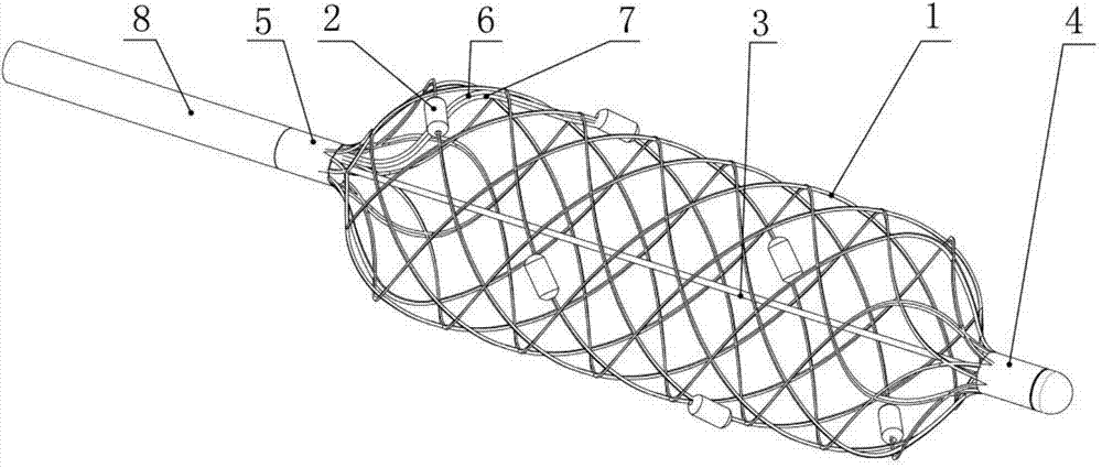 Radio frequency ablation catheter with reticulated pipe type support structure and radio frequency ablation device