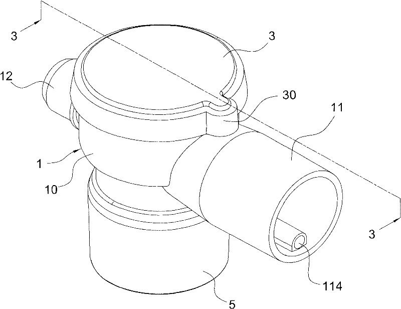 Breathing tube control valve and gas pipeline for connecting the control valve