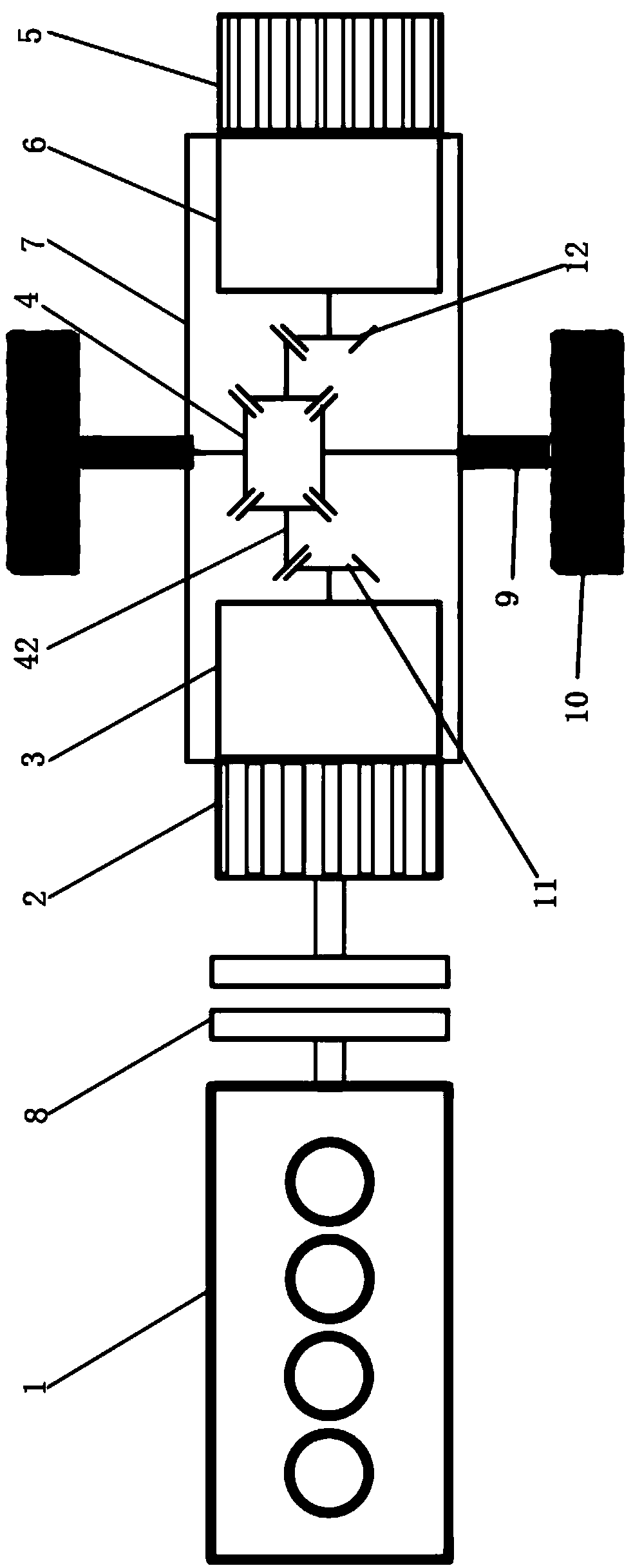 Hybrid power coupled axle based on two gearboxes