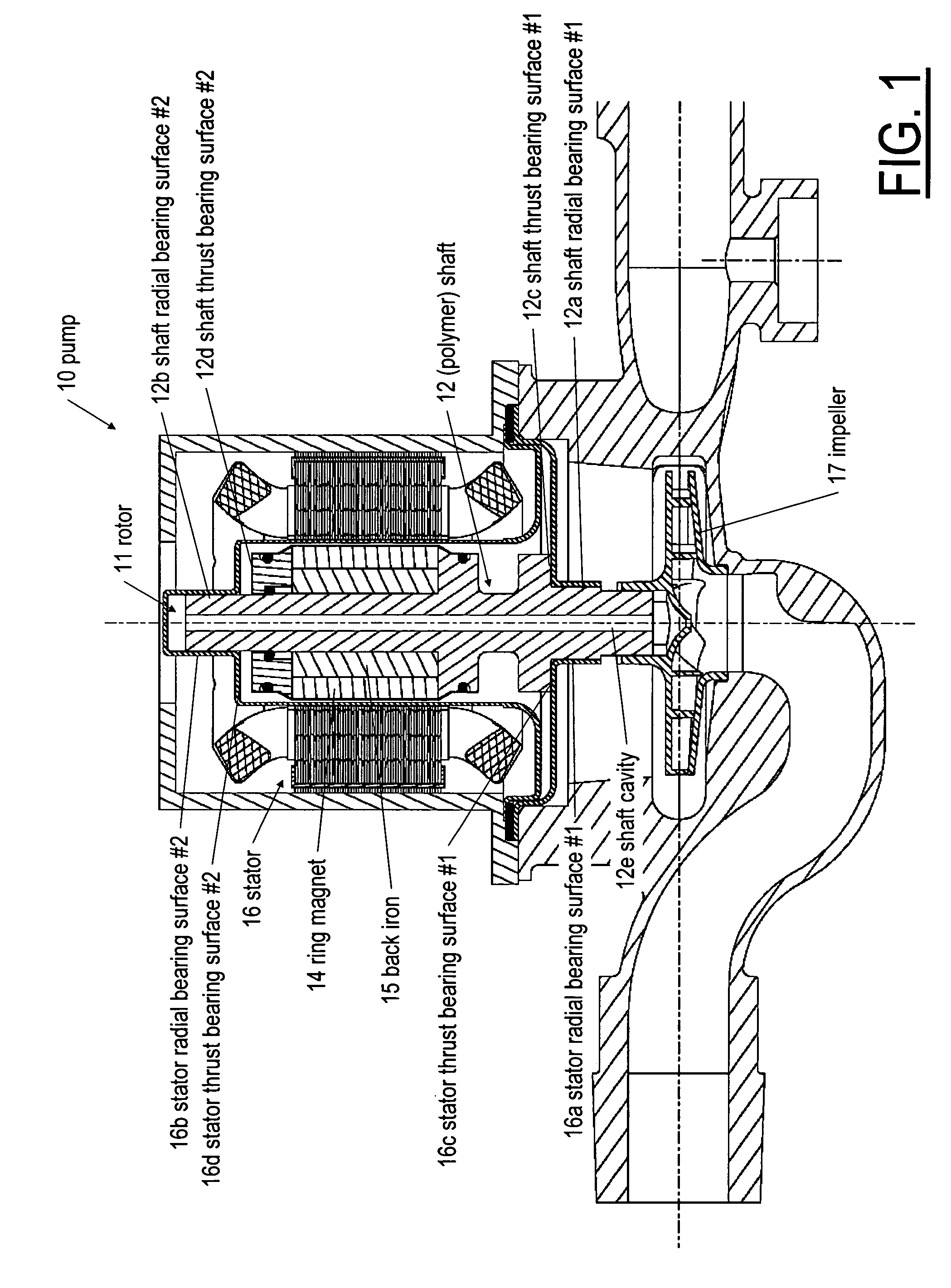 Rotating machine having a shaft including an integral bearing surface