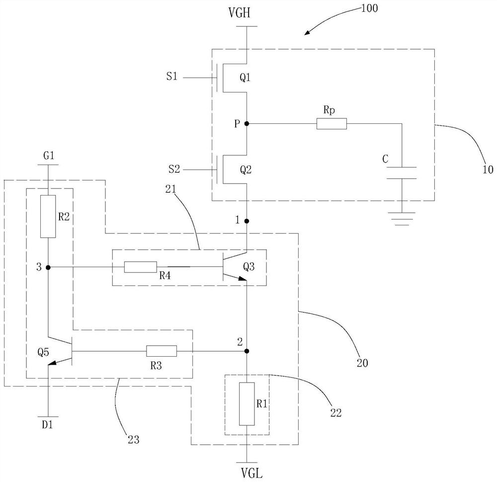 Square wave chamfering circuit and display panel