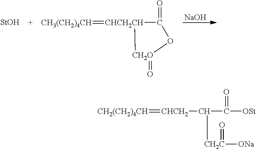 Alkenyl succinic acid anhydride half ester emulsifier