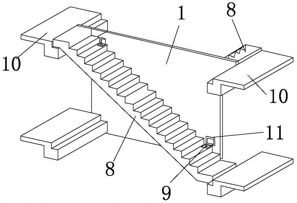 A prefabricated reinforced concrete fire partition structure and its construction method in stairwell