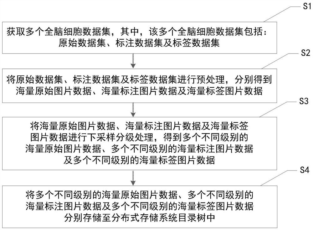 Whole brain data storage method and system, electronic equipment and storage medium