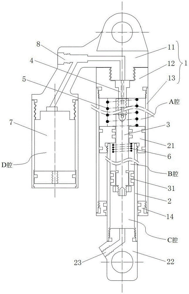 A spring air pressure damping shock absorber