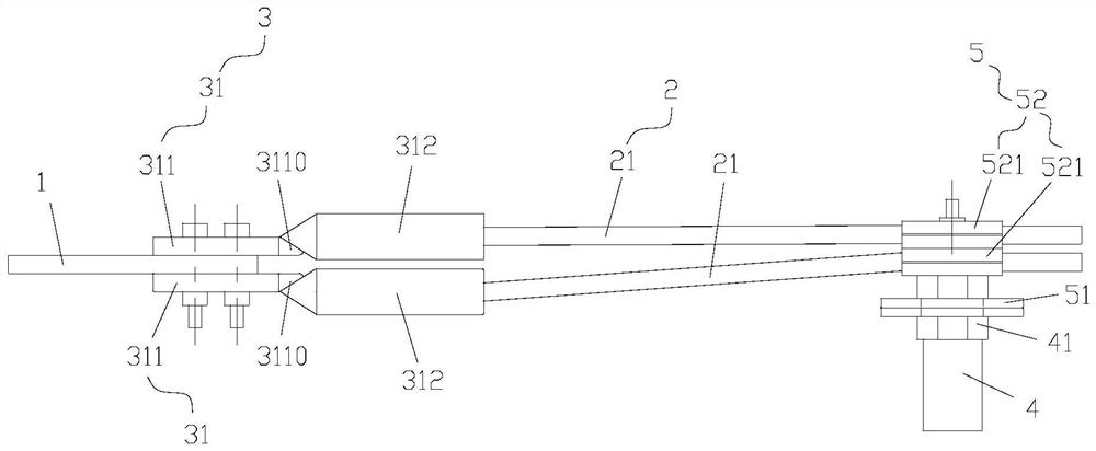 Wire clamp component, wire clamp, bus bridge structure and wiring transformation method