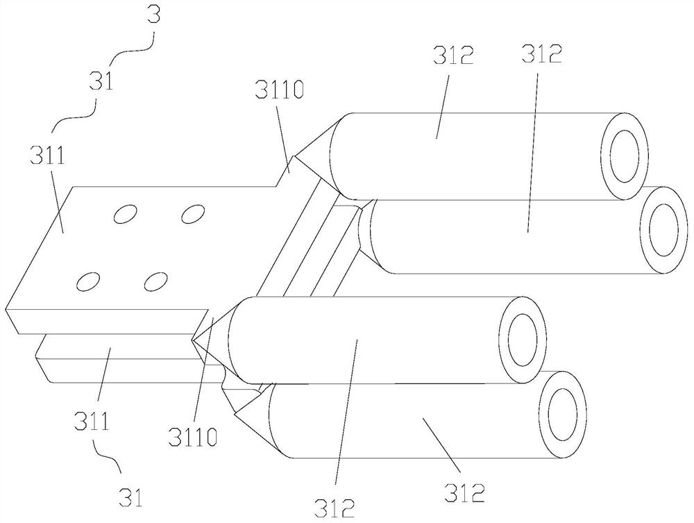 Wire clamp component, wire clamp, bus bridge structure and wiring transformation method