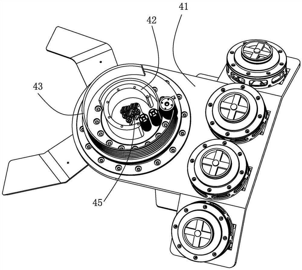 Mechanical arm horizontal rotating joint capable of vertically passing through steel wire rope