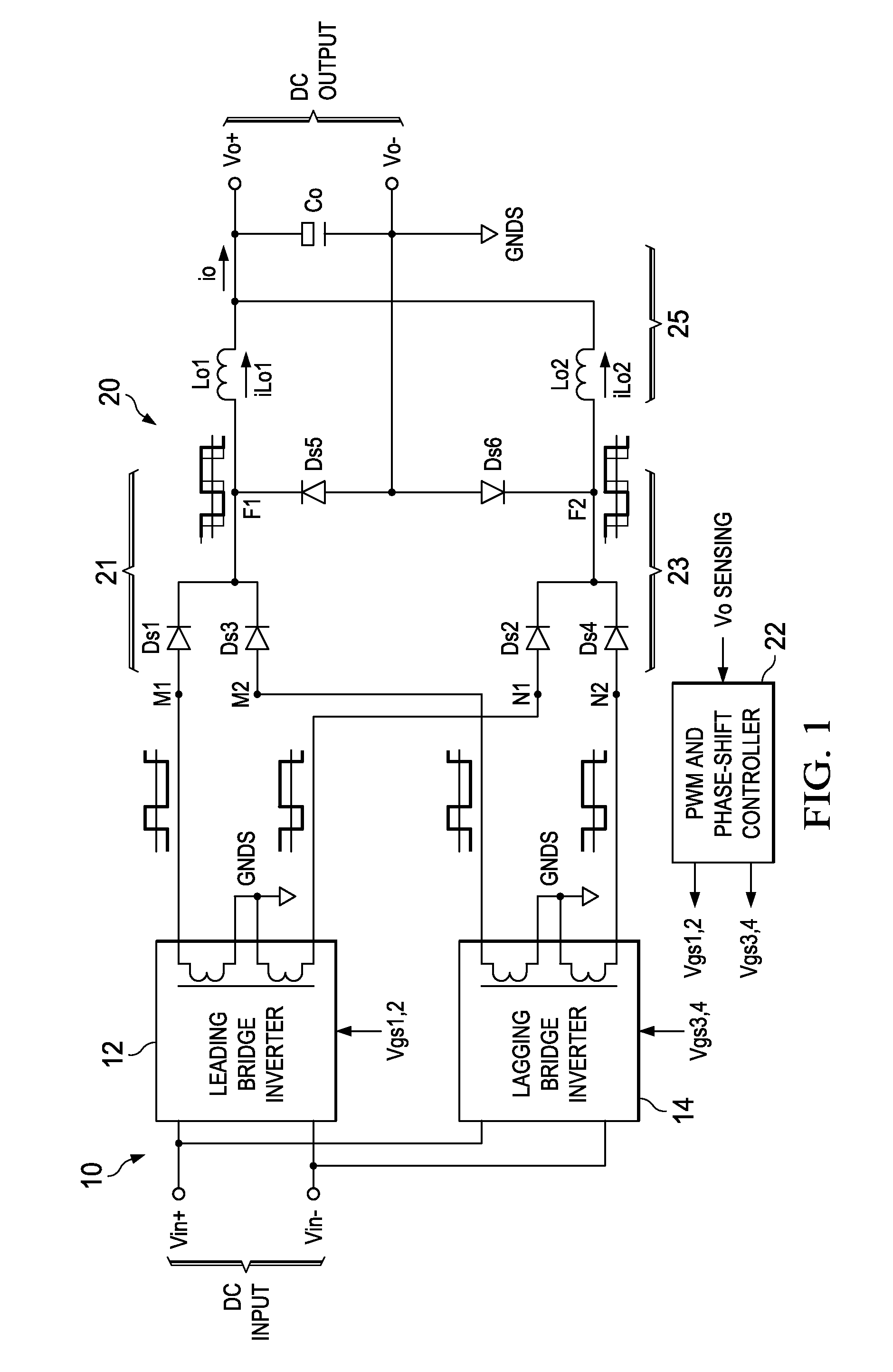 Phase-shifted dual-bridge DC/DC converter with wide-range ZVS and zero circulating current
