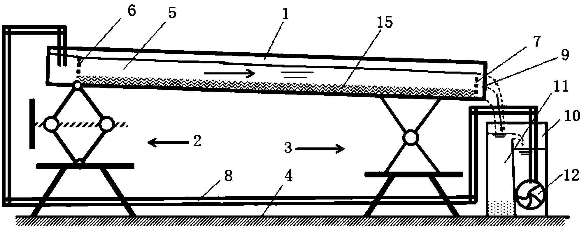 Deformable open channel curve water channel device for water flow silt experiment