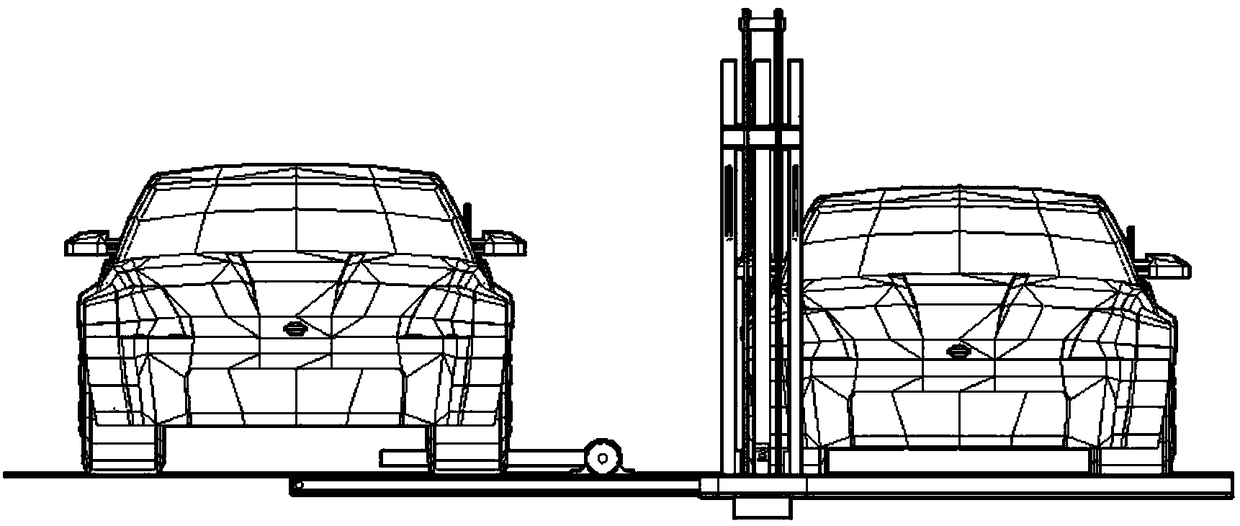 Non-avoiding no-power jacking type transverse-placing transverse-entering double-layer garage