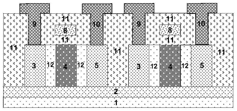 Soi substrate bidirectional breakdown protection double gate insulation tunneling enhanced transistor and manufacturing method